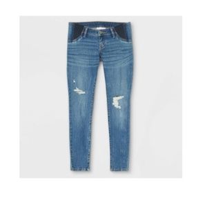 Isabel Maternity Low-Rise Side Panel Distressed Skinny Maternity Jeans